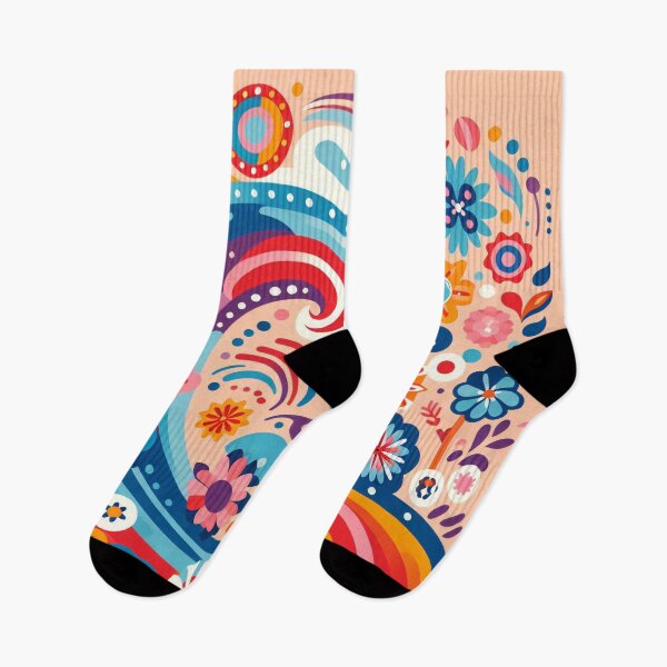 Item preview, Scandinavian Folk Art Wave – Colourful Ocean and Floral Swirls by heidiannemorris designed and sold by FOLK ART FUSION by heidiannemorris.