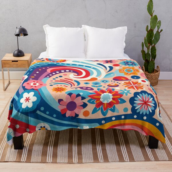 Item preview, Scandinavian Folk Art Wave – Colourful Ocean and Floral Swirls by heidiannemorris designed and sold by FOLK ART FUSION by heidiannemorris.