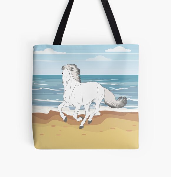 Aperçu de l'œuvre Camargue, cheval gris clair avec paysage, cheval sauvage, races de chevaux de France créée et vendue par WebEquitation®.