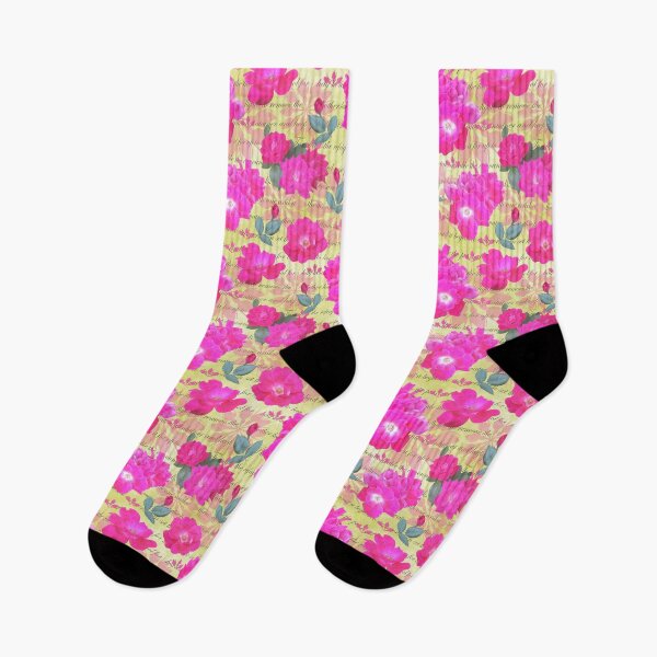 Item preview, Rose Water Recipe Pink Roses on Yellow Green e2e186 designed and sold by Art in My Loft.