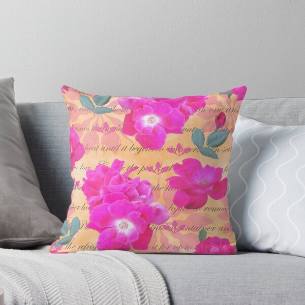 Item preview, Rose Water Recipe Pink Roses on Orange ffc689 designed and sold by Art in My Loft.
