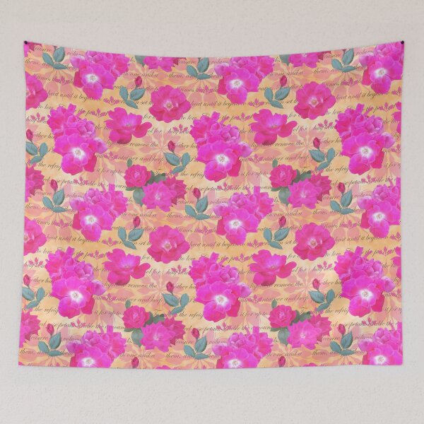 Item preview, Rose Water Recipe Pink Roses on Orange ffc689 designed and sold by Art in My Loft.