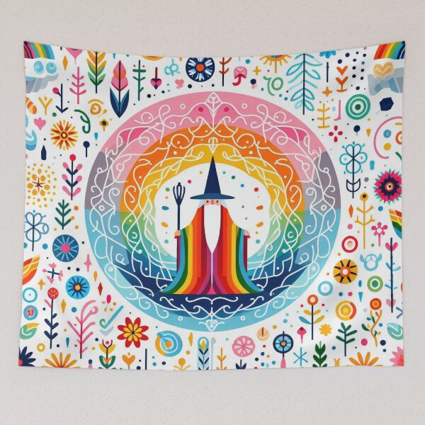 Item preview, Scandinavian Folk Art Wizard – Colourful Mystic and Floral Patterns by heidiannemorris designed and sold by FOLK ART FUSION by heidiannemorris.