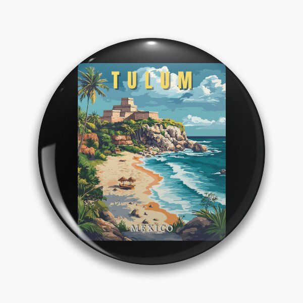 Item preview, Tulum in Quintana Roo Mexico Retro Travel Art Landscape designed and sold by MaateoDesign.