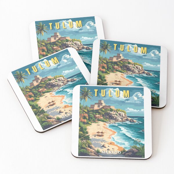 Item preview, Tulum in Quintana Roo Mexico Retro Travel Art Landscape designed and sold by MaateoDesign.