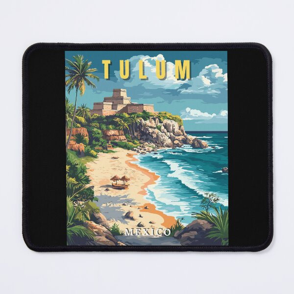 Item preview, Tulum in Quintana Roo Mexico Retro Travel Art Landscape designed and sold by MaateoDesign.