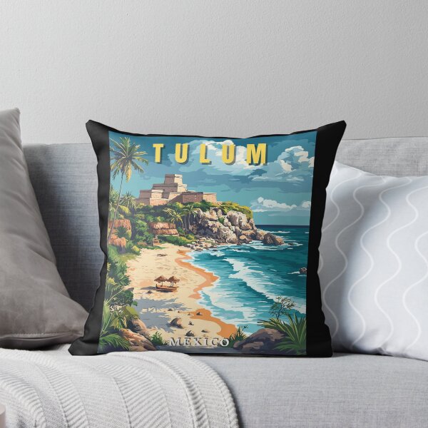 Item preview, Tulum in Quintana Roo Mexico Retro Travel Art Landscape designed and sold by MaateoDesign.