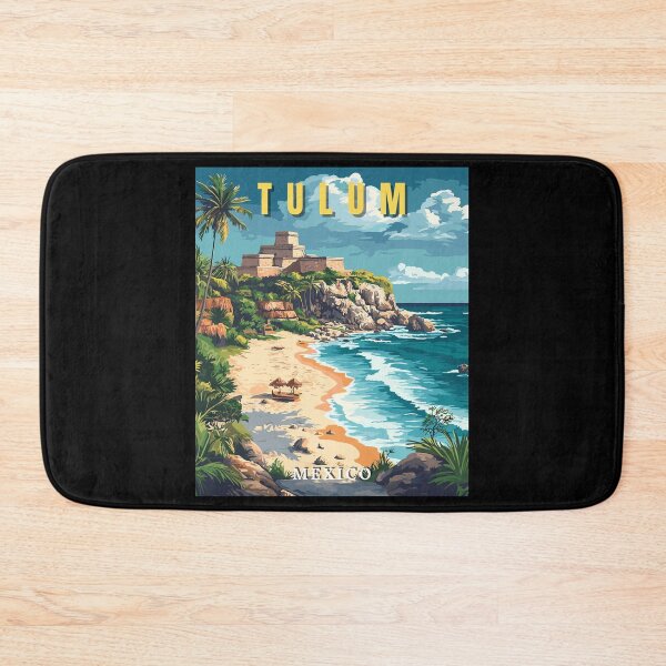 Item preview, Tulum in Quintana Roo Mexico Retro Travel Art Landscape designed and sold by MaateoDesign.
