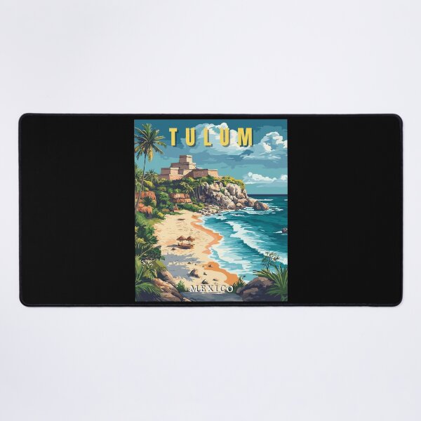 Item preview, Tulum in Quintana Roo Mexico Retro Travel Art Landscape designed and sold by MaateoDesign.