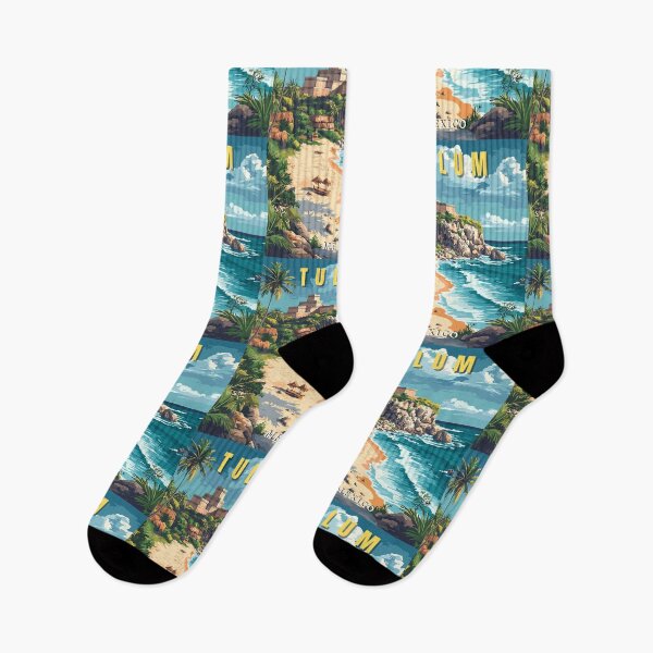 Item preview, Tulum in Quintana Roo Mexico Retro Travel Art Landscape designed and sold by MaateoDesign.