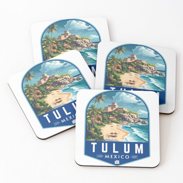 Item preview, Tulum in Quintana Roo Mexico Retro Travel Art Badge designed and sold by MaateoDesign.