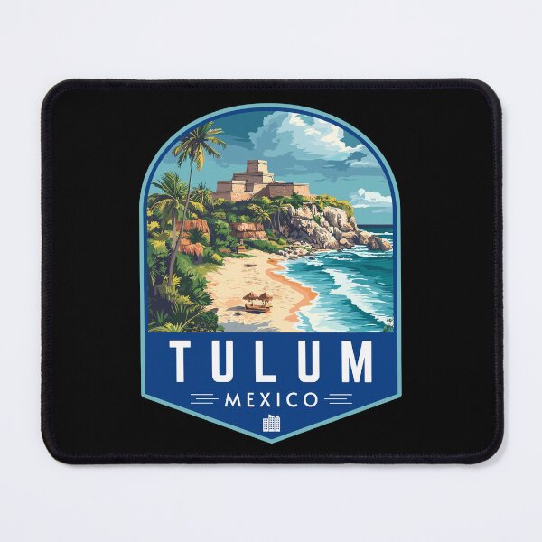 Item preview, Tulum in Quintana Roo Mexico Retro Travel Art Badge designed and sold by MaateoDesign.