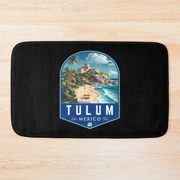 Item preview, Tulum in Quintana Roo Mexico Retro Travel Art Badge designed and sold by MaateoDesign.
