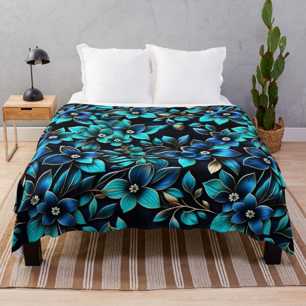 Item preview, Signature Blue, Turquoise & Gold Floral Pattern | Elegant Botanical Art by Juliette Ozkalfayan designed and sold by Juliette Ozkalfayan.