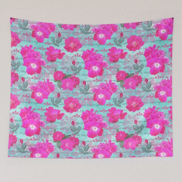 Item preview, Rose Water Recipe Pink Roses on Cyan 85feff designed and sold by Art in My Loft.