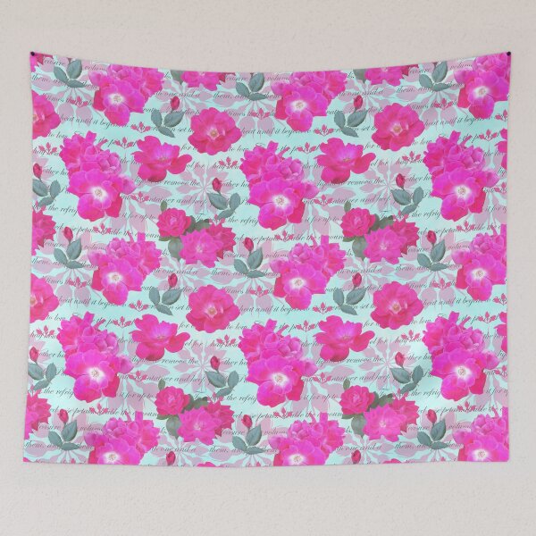 Item preview, Rose Water Recipe Pink Roses on Cyan c3feff designed and sold by Art in My Loft.