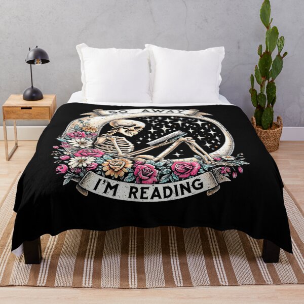 Item preview, Funny Go Away I'm Reading Skeleton Floral Moon Design designed and sold by KAYDEE01212 ✨.