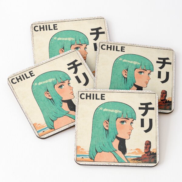 Item preview, Chile Country Green Haired Anime Girl 80s Retro Aesthetic Vintage Cultural Postage Stamp designed and sold by onlyanimevibes.