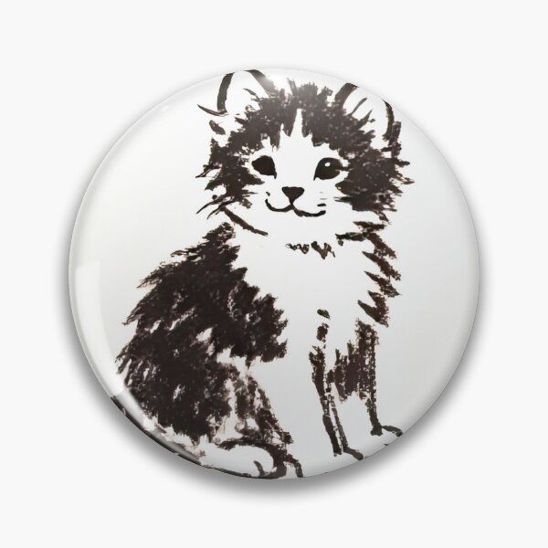 Item preview, cute ink sketch of fluffy kitten designed and sold by SunkenCost.