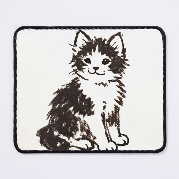 Item preview, cute ink sketch of fluffy kitten designed and sold by SunkenCost.