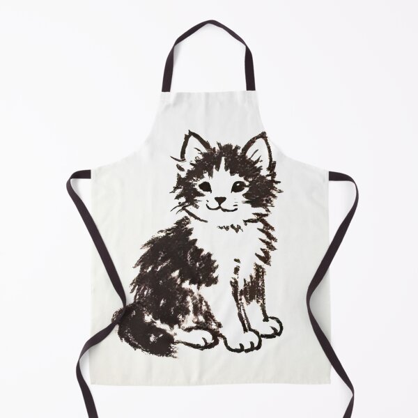 Item preview, cute ink sketch of fluffy kitten designed and sold by SunkenCost.