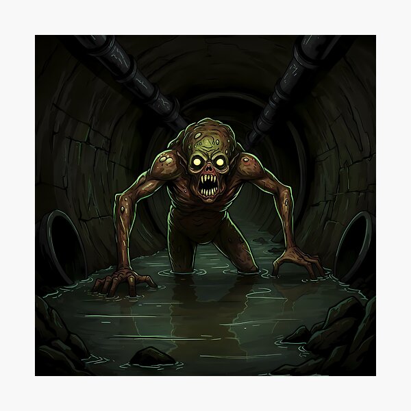Item preview, Horror Sewer Creature with Glowing Eyes designed and sold by RiklawDesigns.