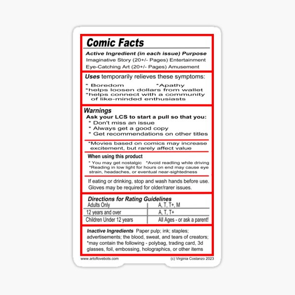 Artikel-Vorschau von Comic-Fakten, designt und verkauft von ArtOfLoveBots.