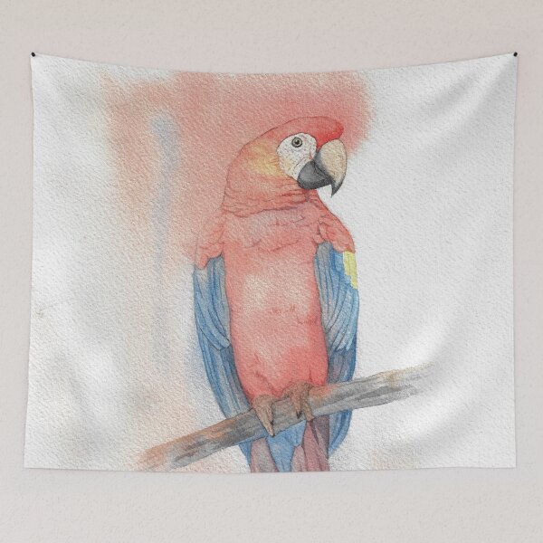 Item preview, macaw macao parrot ara bird watercolor portrait designed and sold by L'Atelier Oranjade.