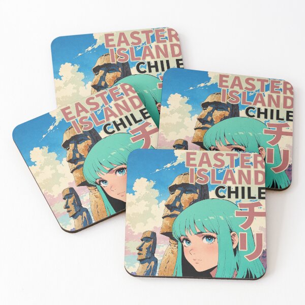 Item preview, Easter Island Chile Country Green Haired Anime Girl 80s Retro Aesthetic Vintage Cultural Travel  designed and sold by onlyanimevibes.