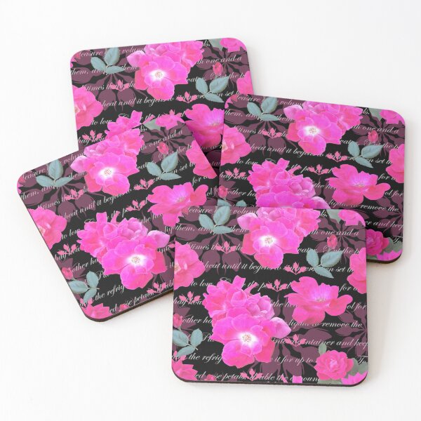 Item preview, Rose Water Recipe Pink Roses on Black designed and sold by Art in My Loft.