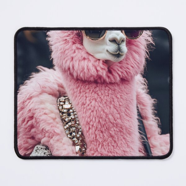 Item preview, A stylish pink llama in sunglasses adorned with a glamorous coat at a lively outdoor festival during daytime designed and sold by anytka.