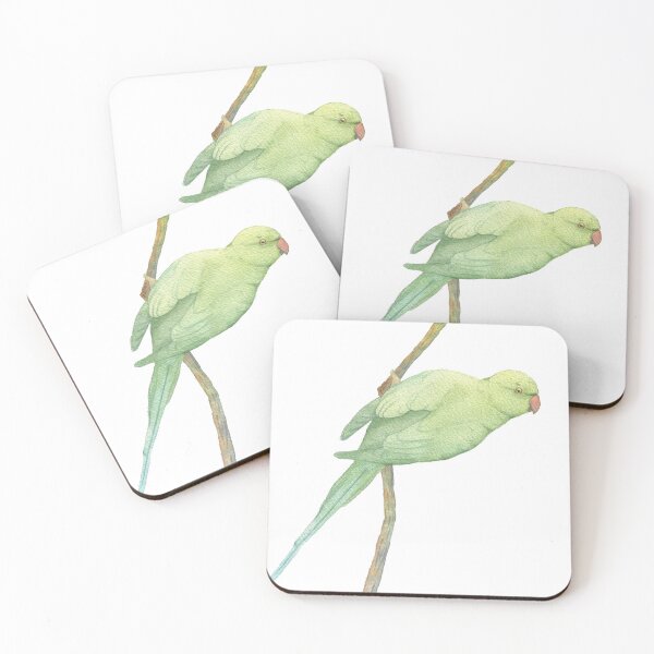 Item preview, rose-ringed parakeet watercolor parrot designed and sold by L'Atelier Oranjade.
