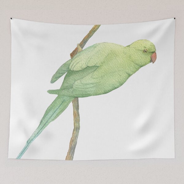 Item preview, rose-ringed parakeet watercolor parrot designed and sold by L'Atelier Oranjade.