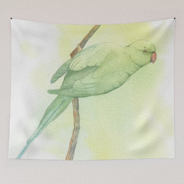 Item preview, Rose-ringed parakeet watercolor parrot v2 designed and sold by L'Atelier Oranjade.
