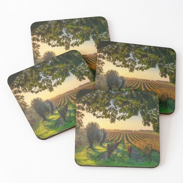 Item preview, Bolgheri vineyards, olive trees and a tree at sunset. Tuscany, Italy designed and sold by Stefano Orazzini.
