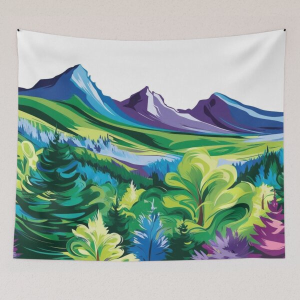 Item preview, Abstract Fantasy Mountain Paradise designed and sold by Forest Aura Vibes.