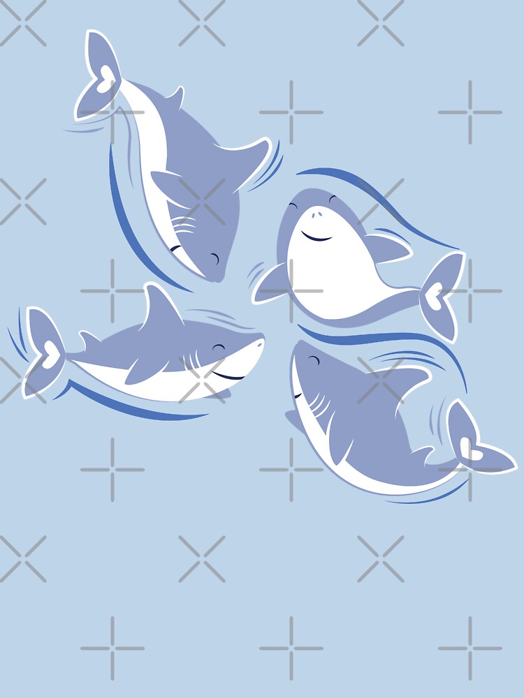 Thumbnail 7 of 7, Classic T-Shirt, Friendly sharks // navy blue background pale blue fishes designed and sold by SelmaCardoso.