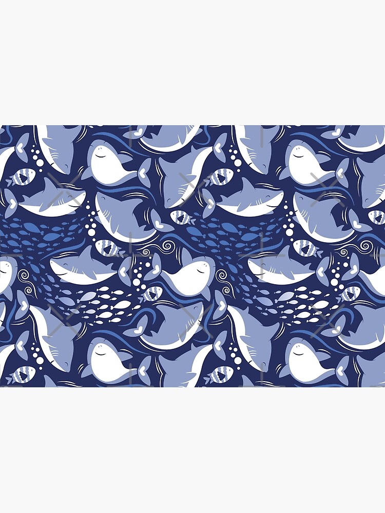 Thumbnail 3 of 3, Hardcover Journal, Friendly sharks // navy blue background pale blue fishes designed and sold by SelmaCardoso.