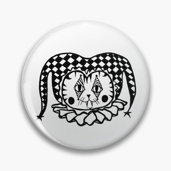Item preview, Greyscale Tattoo Style Carnival Circus Jester Clown Kitty Cat designed and sold by KayTurtless.