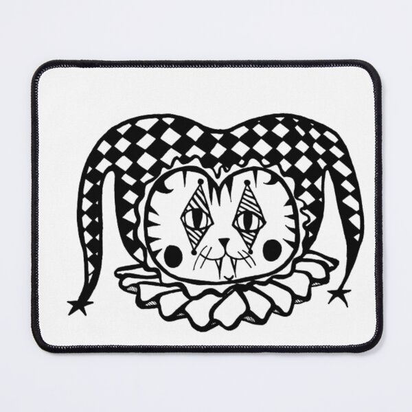 Item preview, Greyscale Tattoo Style Carnival Circus Jester Clown Kitty Cat designed and sold by KayTurtless.