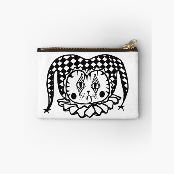 Item preview, Greyscale Tattoo Style Carnival Circus Jester Clown Kitty Cat designed and sold by KayTurtless.