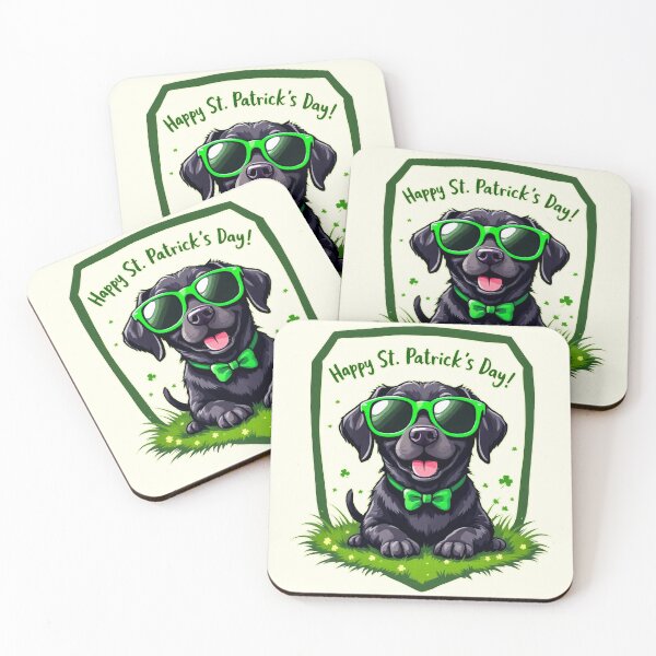 Item preview, St. Patrick's Day Black Golden Retriever designed and sold by SteadyRolling.