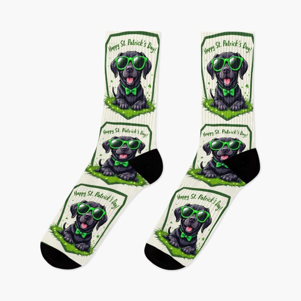 Item preview, St. Patrick's Day Black Golden Retriever designed and sold by SteadyRolling.