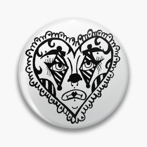 Item preview, Cranival Circus Clown Makeup Face Heart Border Greyscale Tattoo Style designed and sold by KayTurtless.