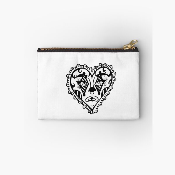 Item preview, Cranival Circus Clown Makeup Face Heart Border Greyscale Tattoo Style designed and sold by KayTurtless.