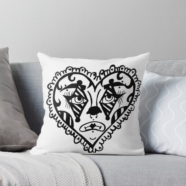 Item preview, Cranival Circus Clown Makeup Face Heart Border Greyscale Tattoo Style designed and sold by KayTurtless.
