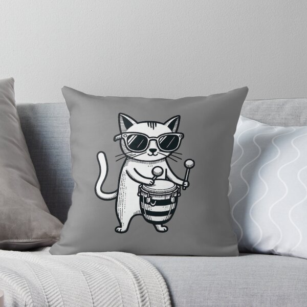 Item preview, Line Art Cat Drum designed and sold by Myra365Art.