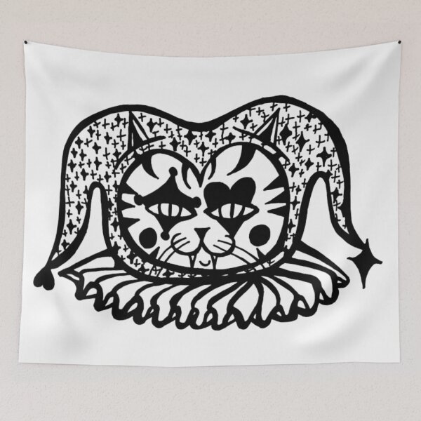 Item preview, Carnival Circus Jester Clown Cat Sparkle Galaxy Greyscale designed and sold by KayTurtless.