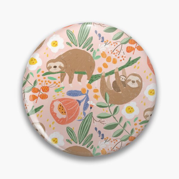Item preview, Playful Sloths with Floral Pattern by Suki McMaster designed and sold by Suki McMaster.