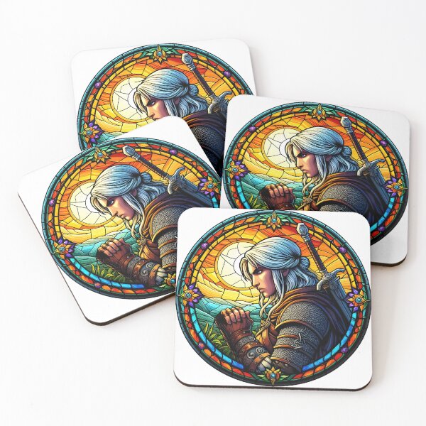 Item preview, stained glass Ciri warrior designed and sold by DuskTillDown.